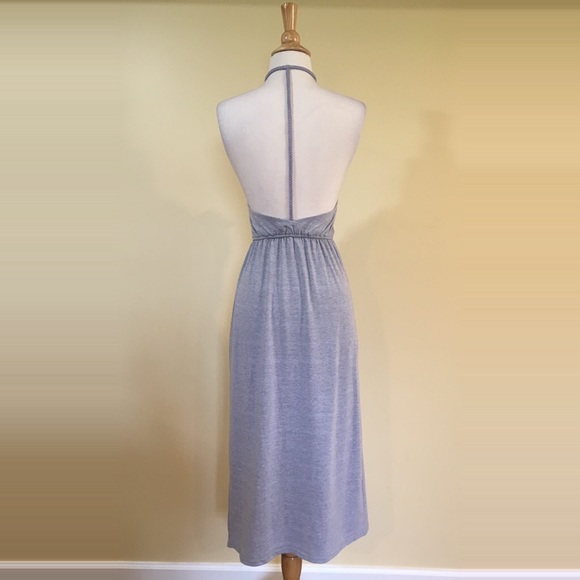💥 CLEARANCE Side Slit Braided T Back Jersey Dress Heather Grey - Picture 3 of 5